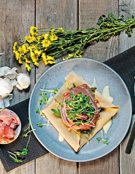 Mediterrane Katenschinken-Ei-Galette nach Cook & Pott